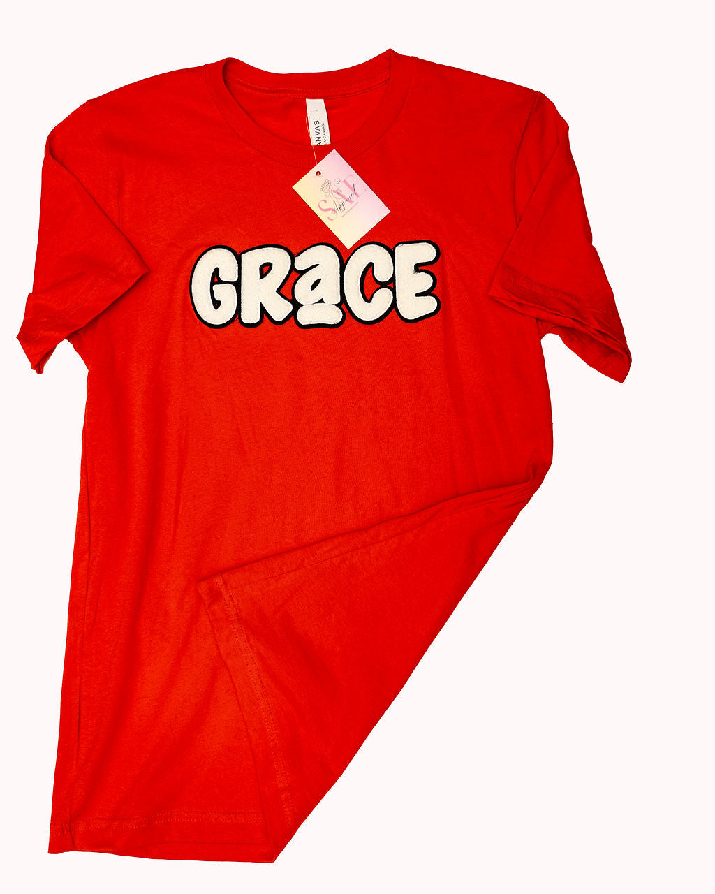 Grace Chenille Patch T-Shirt – Red