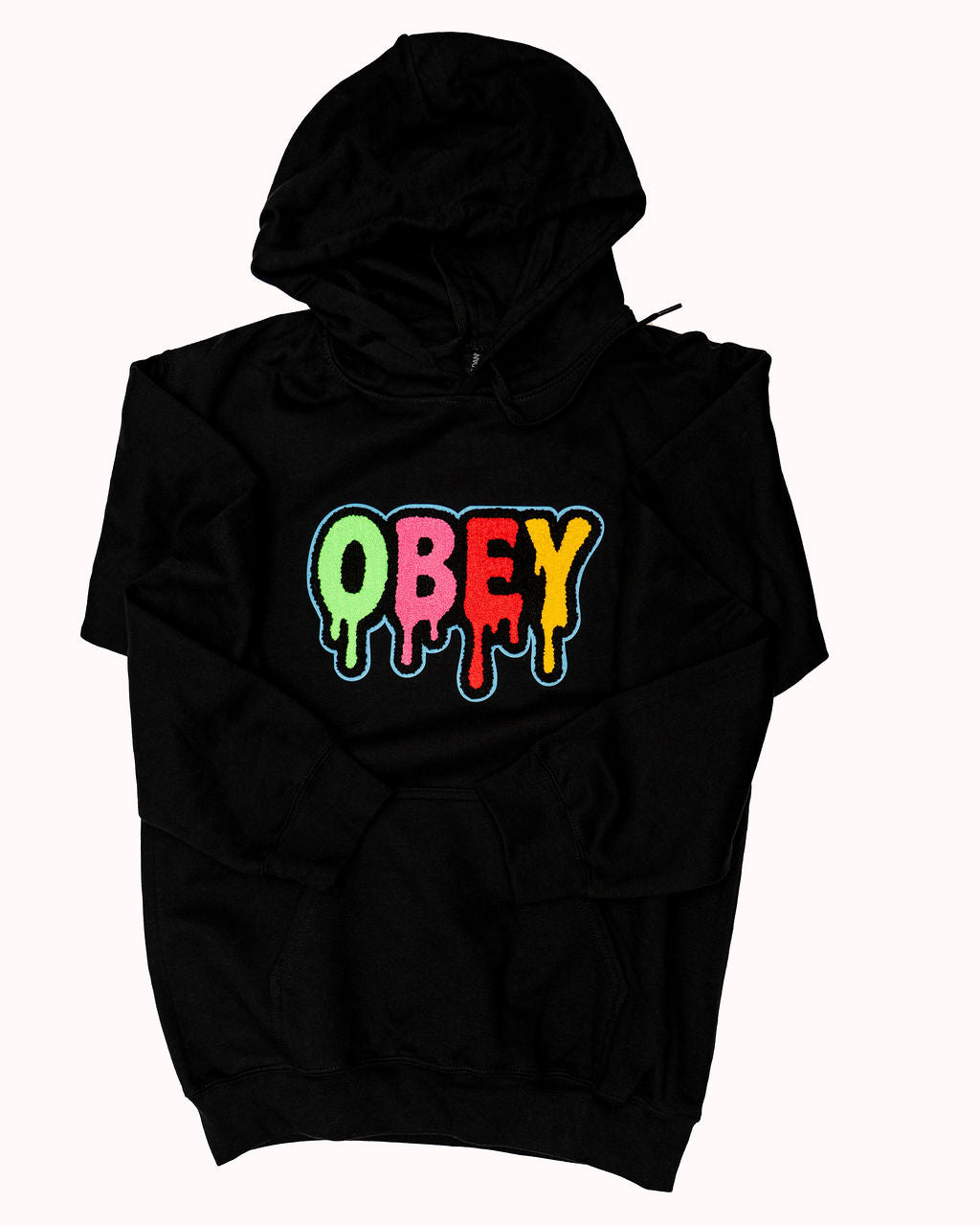 “Obey” Drip Chenille Patch Hoodie – Urban Streetwear Edition