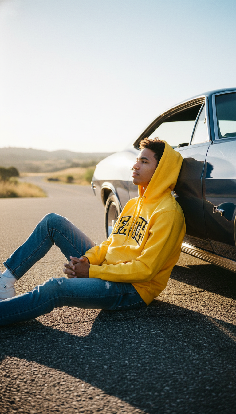 Faith Chenille Patch Hoodie – Yellow