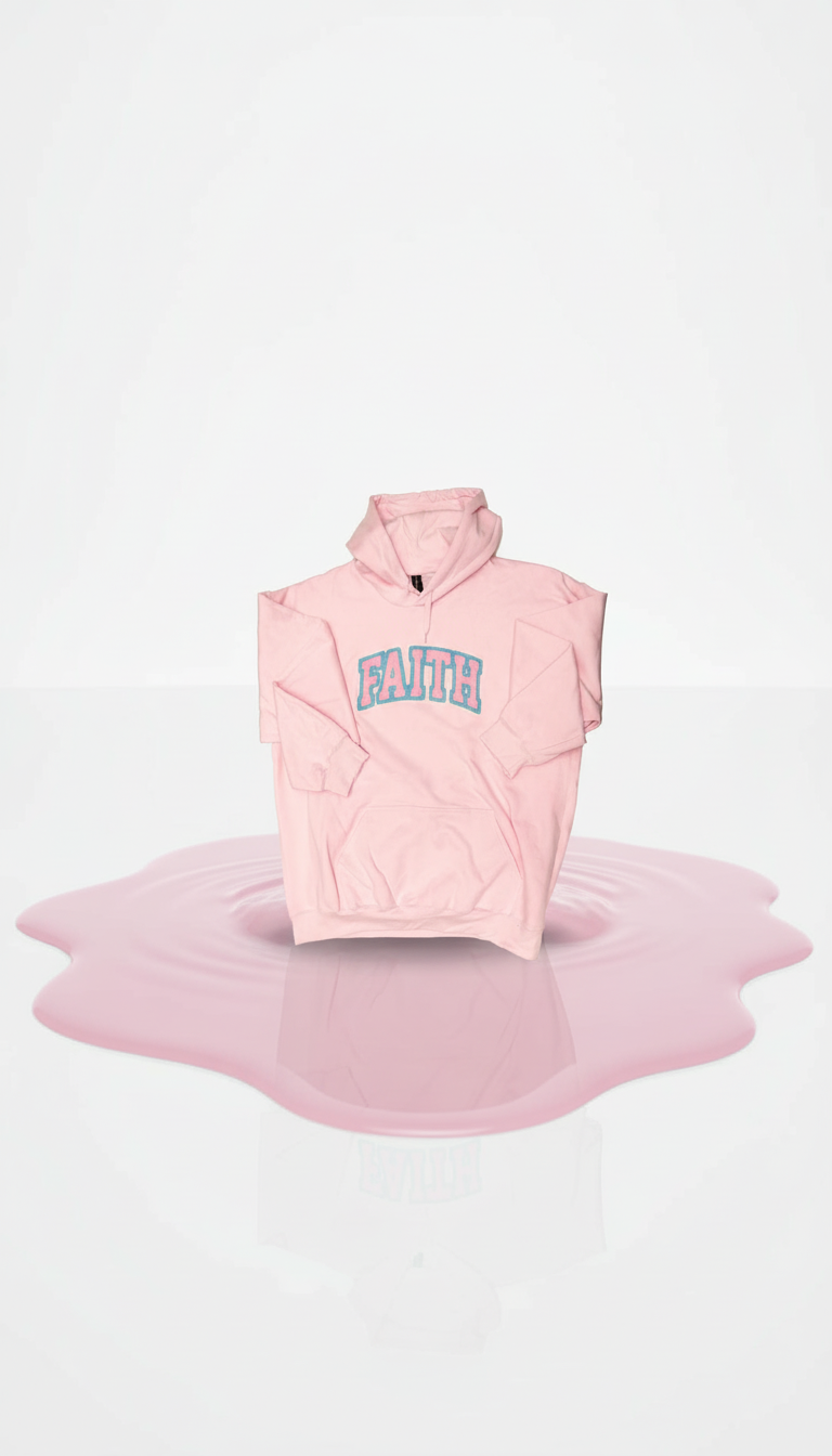 Faith Chenille Patch Hoodie – Pink & Blue