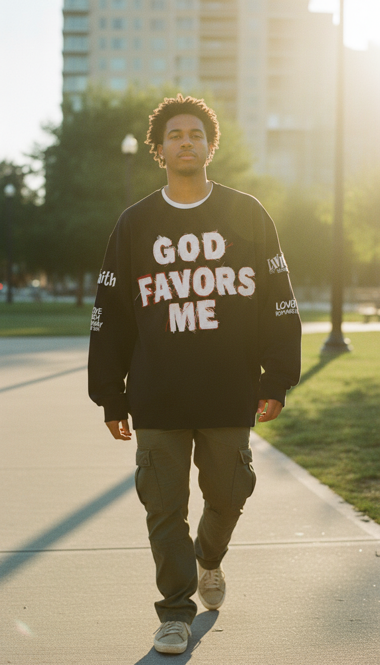 GOD FAVORS ME Statement Crewneck