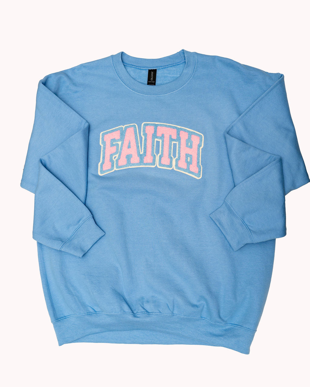 FAITH Chenille Sweatshirt – Baby Blue