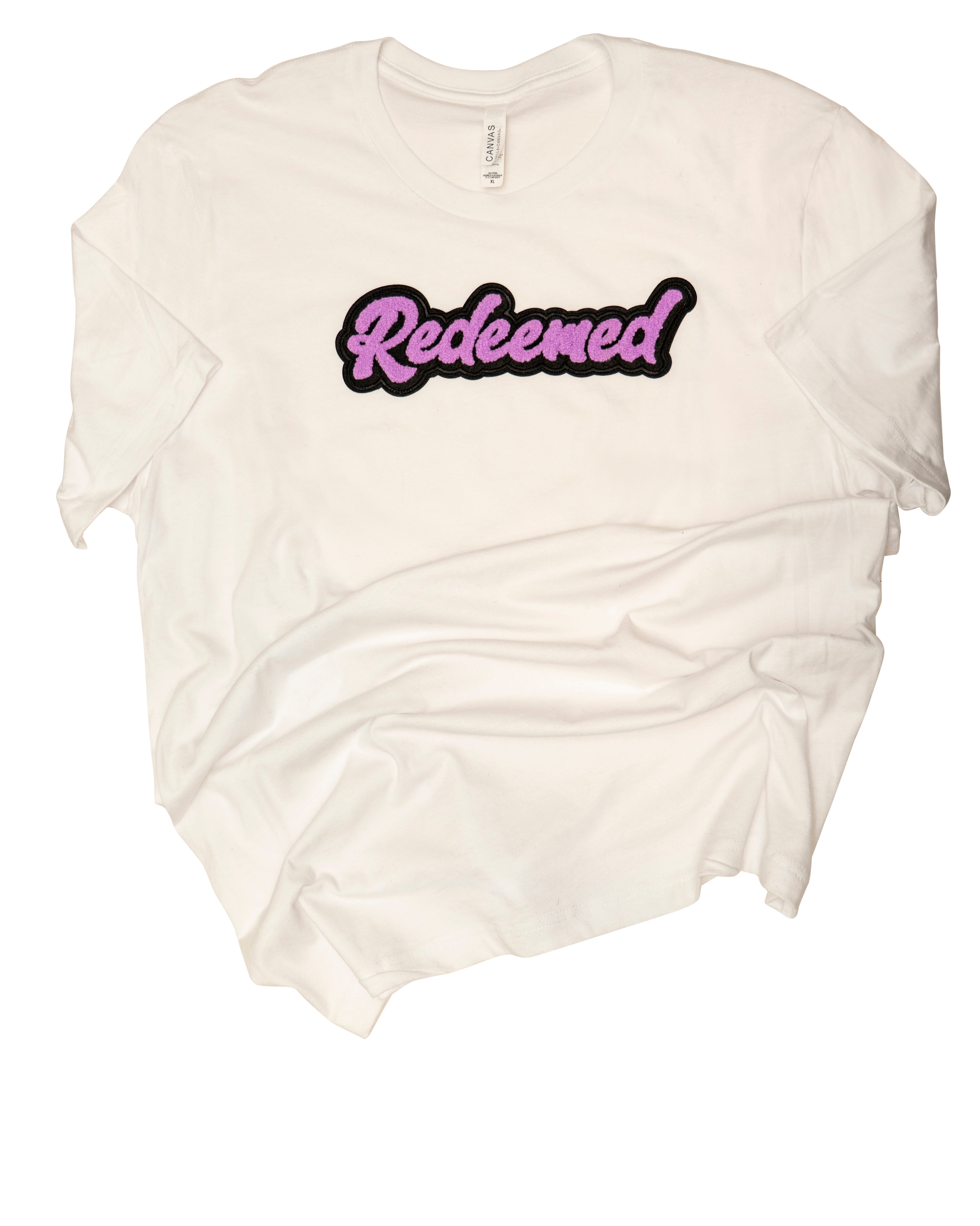 Redeemed” Purple Chenille Patch Tee