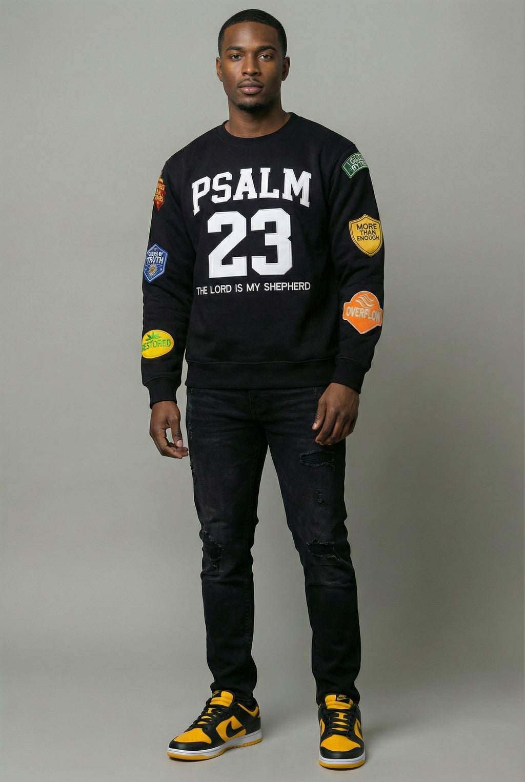 PSALM 23 – LIMITED EDITION CREWNECK- WHITE  LETTERING