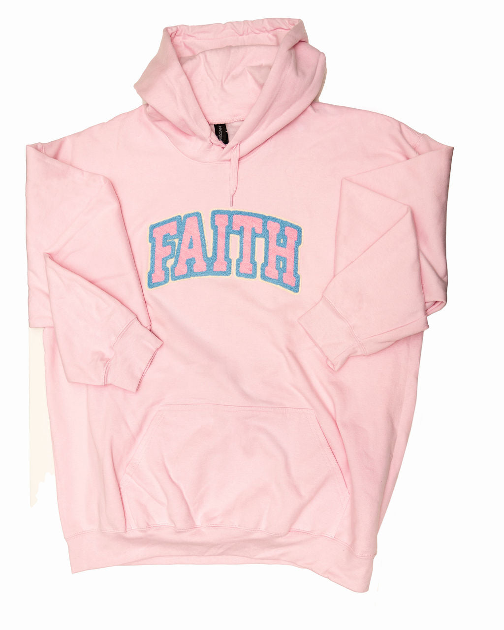 Faith Chenille Patch Hoodie – Pink & Blue