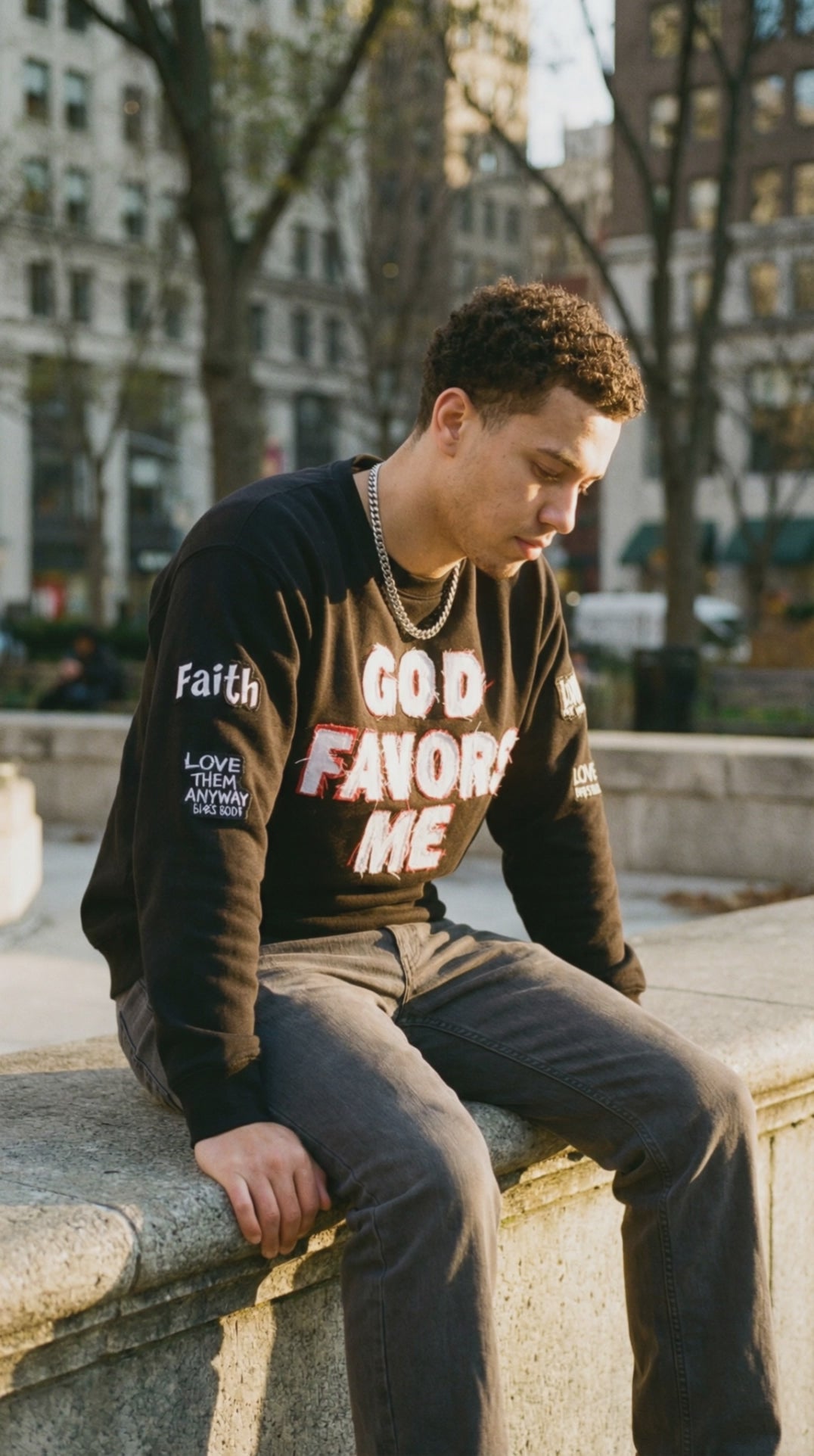 GOD FAVORS ME Statement Crewneck